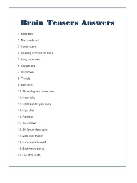 what is unusual about the following words|101 Brain Teasers for Adults (with Answers) .